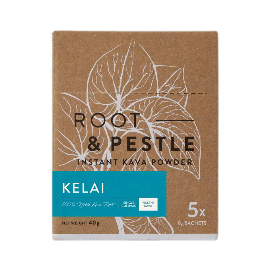 Kelai Instant Green Kava box of 5 sachets, front