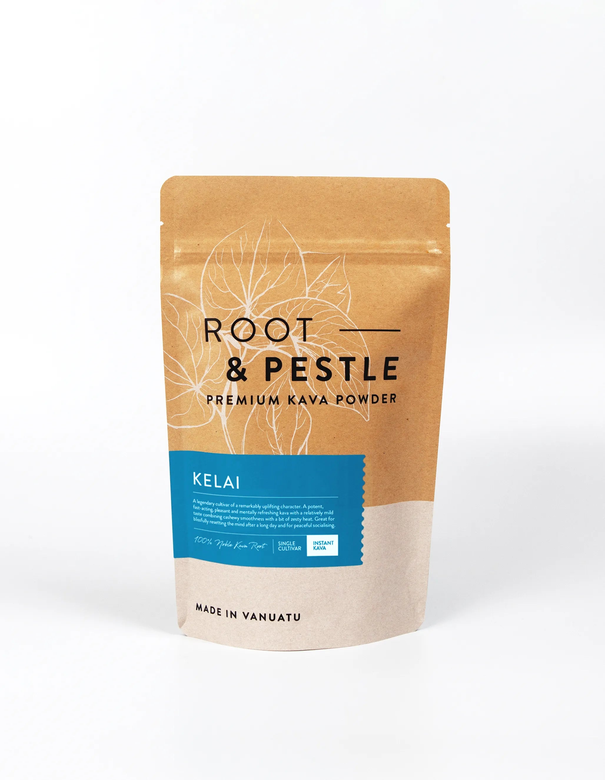 Kelai Instant Green Kava pouch, front