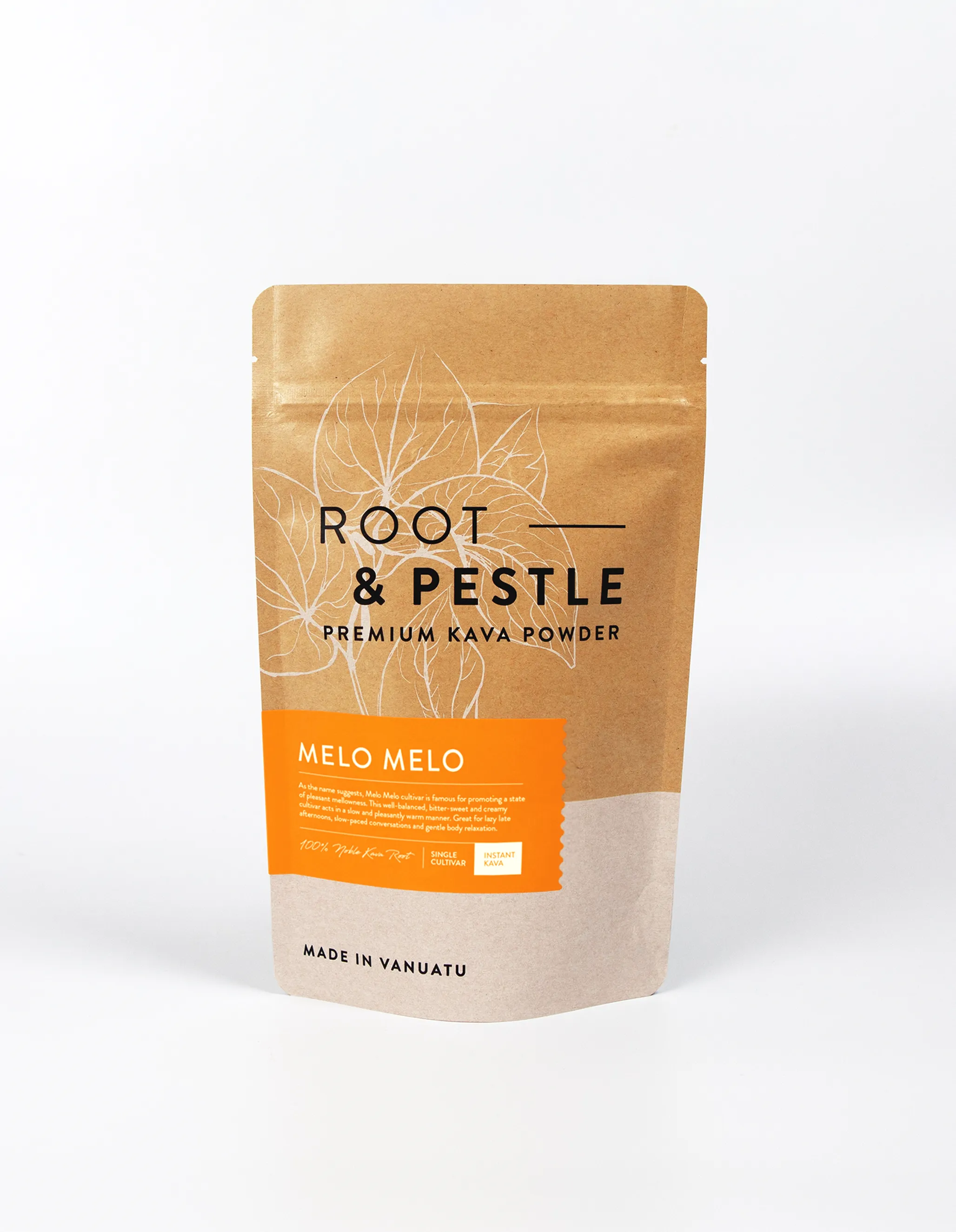 Melo Melo Instant Green Kava pouch, front